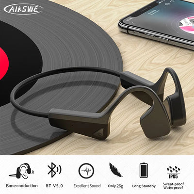 AIKSWE Bone Conduction Headphones Wireless Sports Earphone Bluetooth-Compatible Headset Hands-free With Microphone For Running