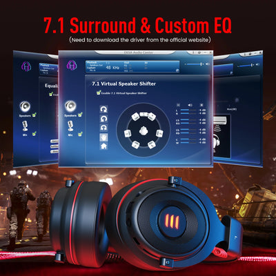 EKSA Gaming Headset Gamer 7.1 Surround & 3D stereo USB/Type C/3.5mm Wired Gaming Headphones with Microphone For PC/PS4/PS5/Xbox