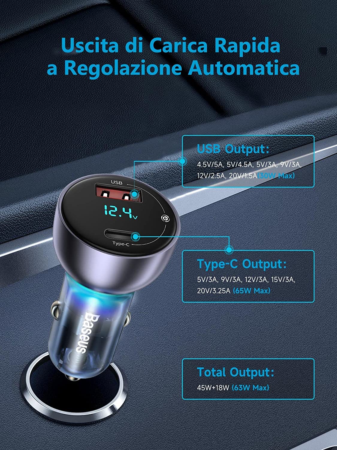USB C Car Charger 65W Quick Charge