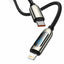 Baseus USB Tipo C - Cavo dati a ricarica rapida Lightning 20W Power Delivery con display misuratore di potenza 2m nero (CATLSK-A01)