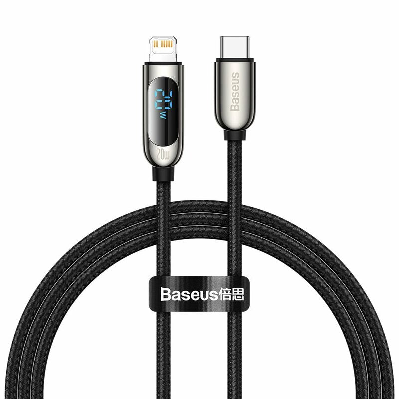 Display data cable - Type C to Lightning, fast charging, 20W, 2m - BLACK