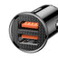 Circular Car Charger - Dual USB 5A Super Fast Charging, QC 3.0 - BLACK 