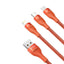 Flash Series 3in1 Data Cable - USB to Type C, Lightning, Micro-USB 66W, 1.2m - ORANGE 