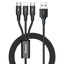 Rapido Series 3in1 Data Cable - USB to Type-C, Lightning, Micro-USB 3.5A, 1.2m - BLACK