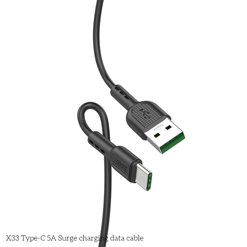 Cavo dati HOCO Surge - da USB-A a USB tipo-C, 40 W, 5 A, 1,0 m - NERO
