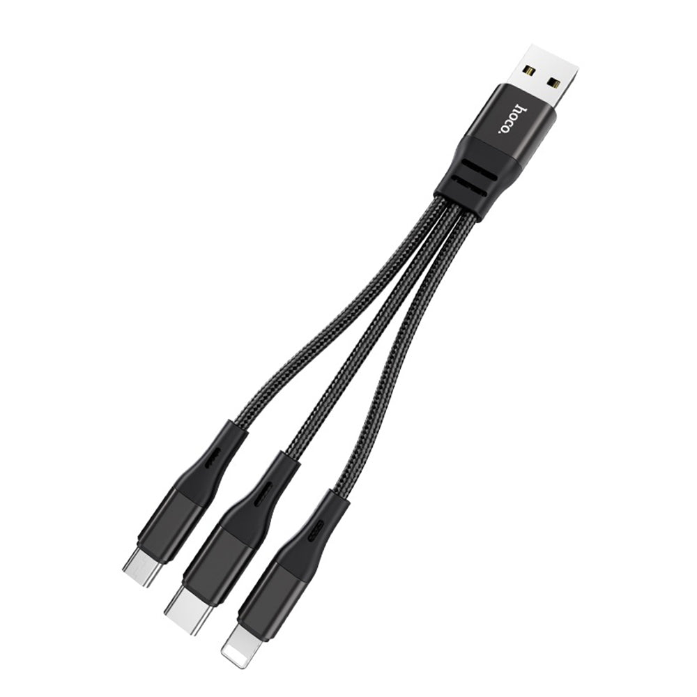 Harbor 3in1 Charging Cable - USB-A to Lightning, Type-C, Micro-USB, 12W, 2.4A, 0.25m - BLACK 