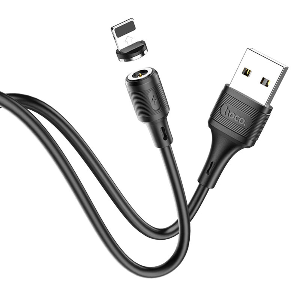 Charging Cable - Magnetic Connector, USB-A to Lightning, 12W, 2.4A, 1.0m - BLACK 