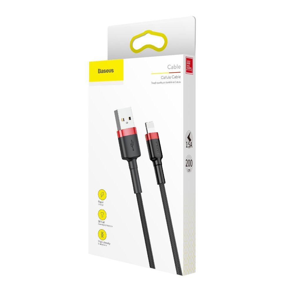 Cavo dati BASEUS Cafule USB Lightning Cable 1,5A 2m (Black+Red) (6953156275027)