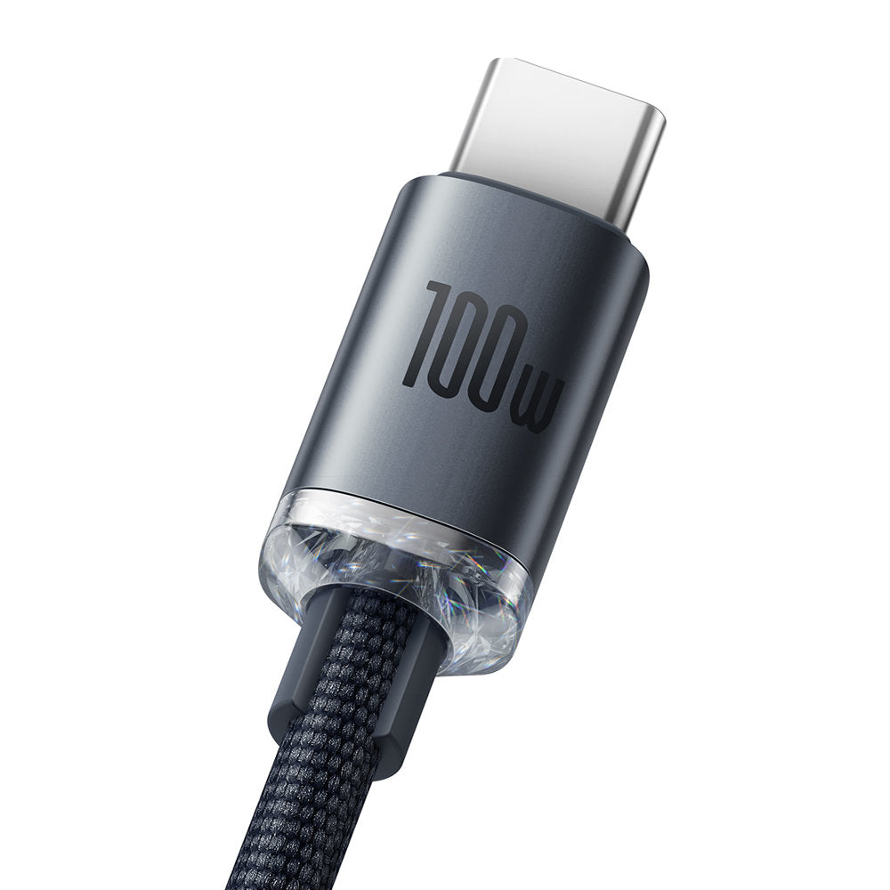 Crystal Shine Data Cable - USB to Type C, 100W, 1.2m - BLACK