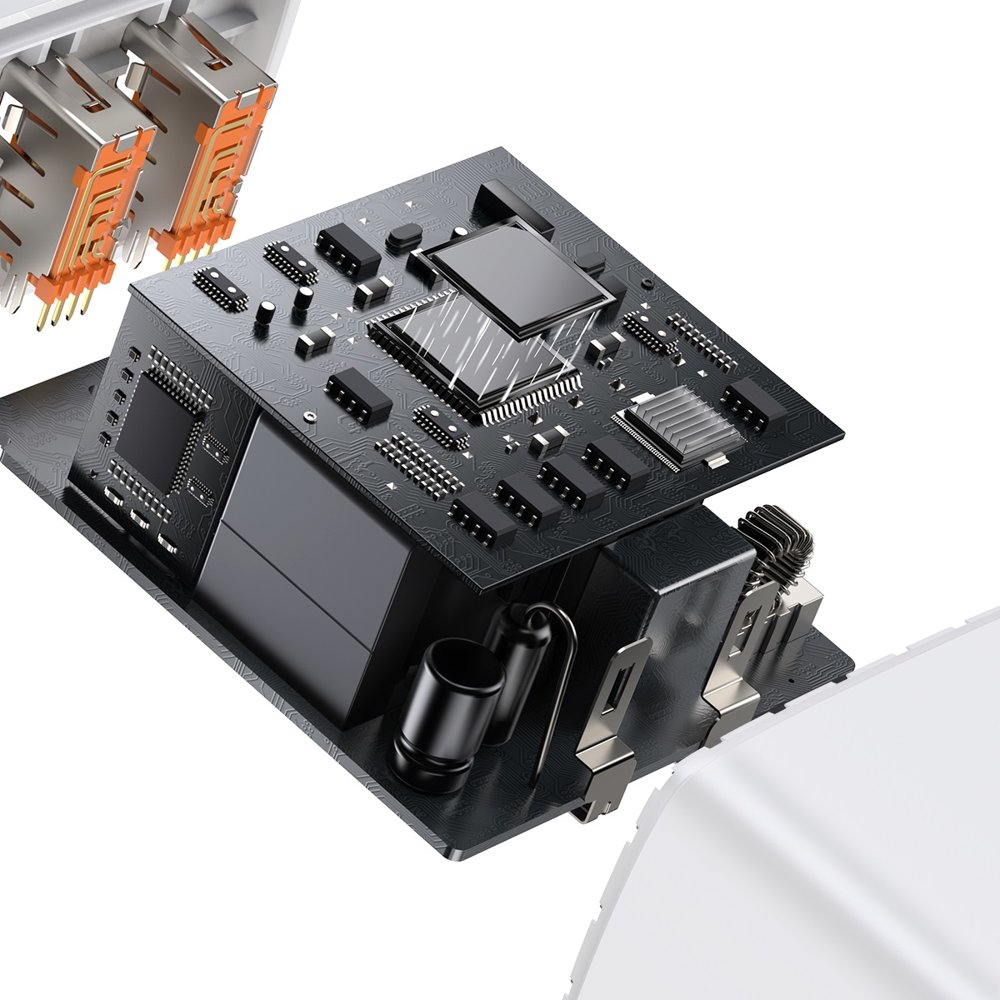 Baseus Caricabatterie rapido compatto 2x USB / USB tipo C 30W 3A Power Delivery Quick Charge bianco (CCXJ-E02)