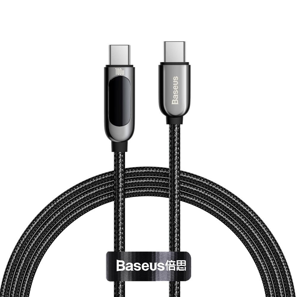 Baseus USB Tipo C - Cavo USB Tipo C 100 W (20 V / 5 A) 1 m Alimentazione con display misuratore di potenza nero (CATSK-B01)