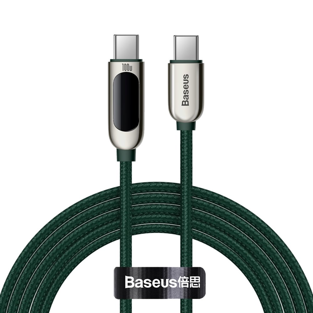 Baseus USB Tipo C - Cavo USB Tipo C 100W (20V / 5A) Alimentazione con display misuratore di potenza 2m verde (CATSK-C06)