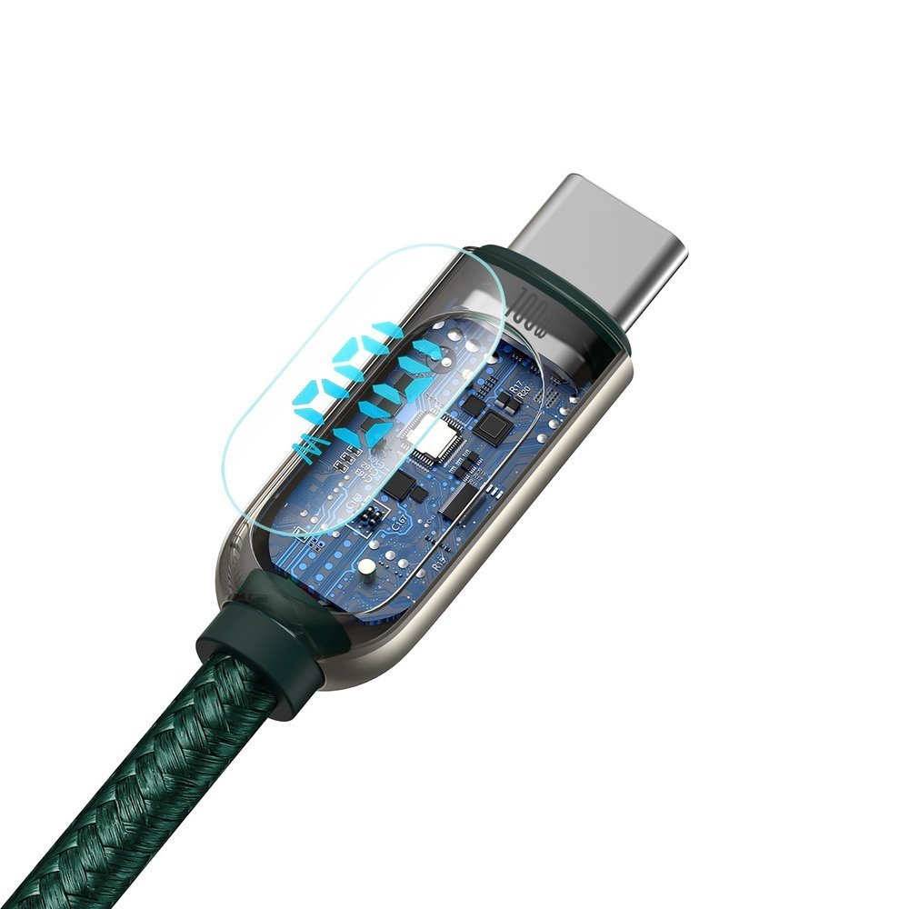Baseus USB Tipo C - Cavo USB Tipo C 100W (20V / 5A) Alimentazione con display misuratore di potenza 2m verde (CATSK-C06)
