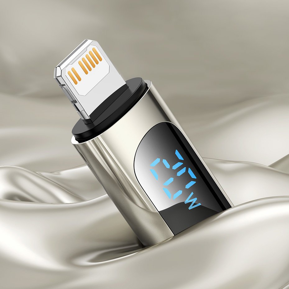 Baseus USB Tipo C - Cavo dati a ricarica rapida Lightning 20W Power Delivery con display misuratore di potenza 2m nero (CATLSK-A01)