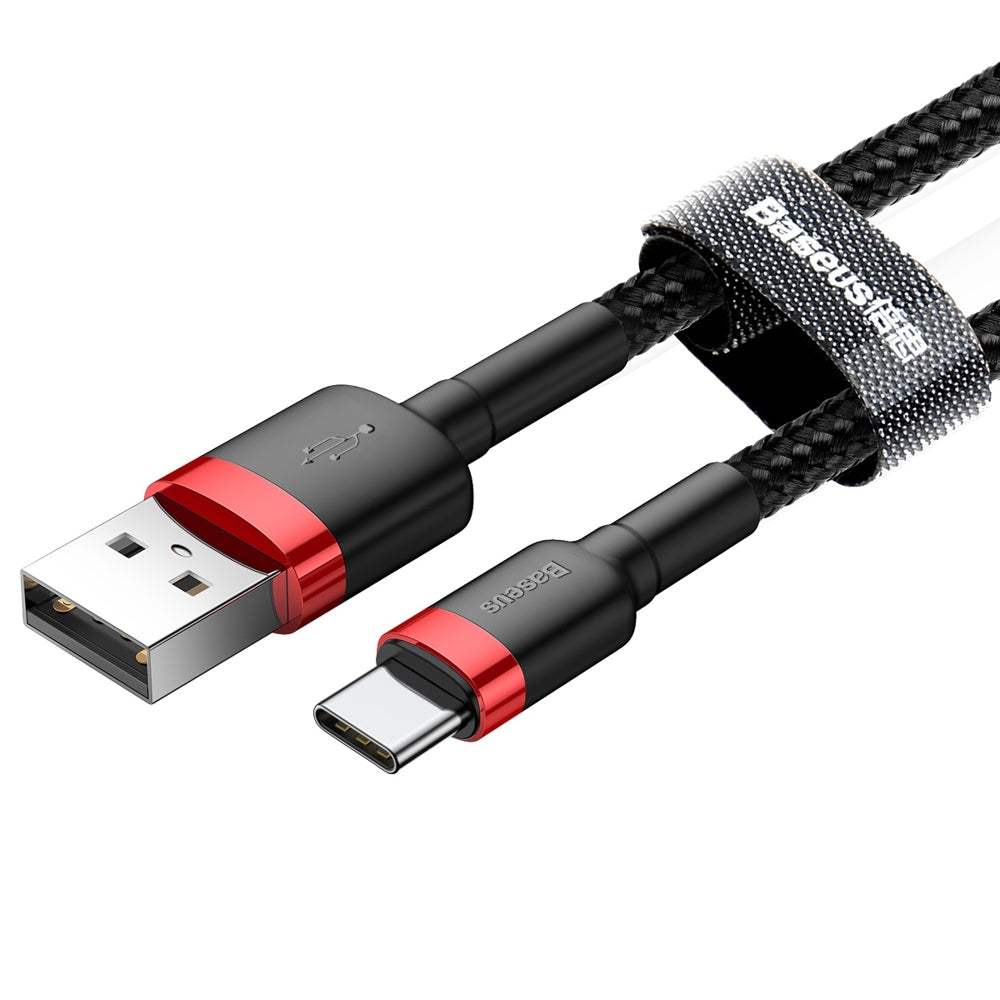Cavo Baseus Cafule Cavo in nylon resistente USB / USB-C QC3.0 3A 0,5 M nero-rosso (CATKLF-A91)