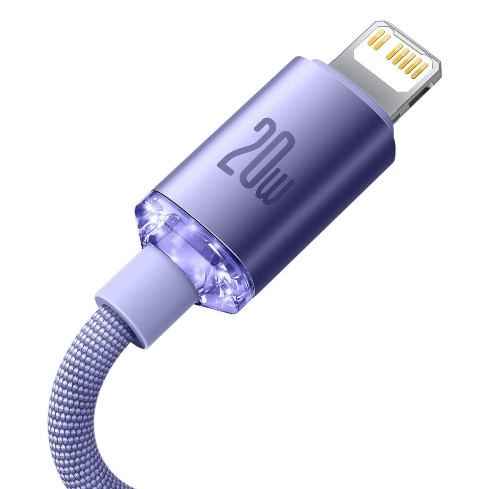 Crystal Shine Data Cable - Type-C to Lightning, 20W, 1.2m - PURPLE