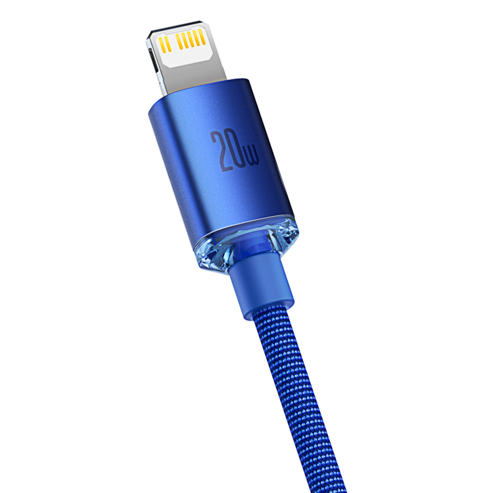 Cavo Baseus Crystal Shine Series Cavo USB per ricarica rapida e trasferimento dati USB Tipo C - Lightning 20W 2m blu (CAJY000303)