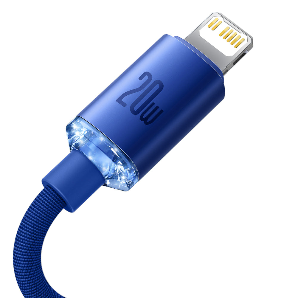 Crystal Shine Data Cable - Type-C to Lightning, 20W, 2m - BLUE