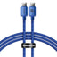 Crystal Shine Data Cable - Type-C to Type-C, 100W, 1.2m - BLUE