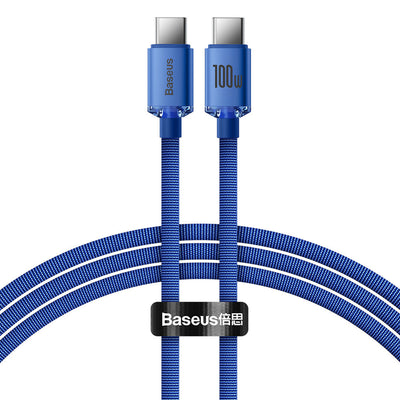 Crystal Shine Data Cable - Type-C to Type-C, 100W, 1.2m - BLUE