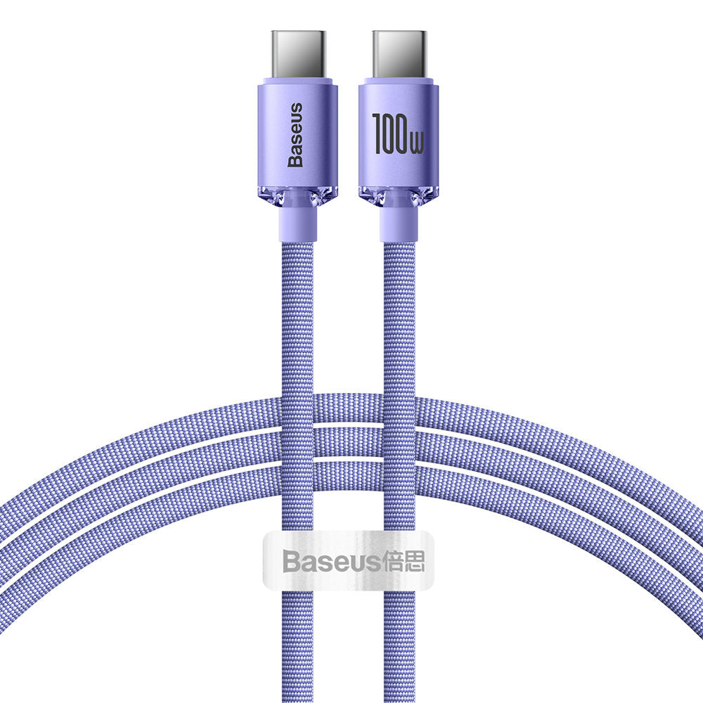 Crystal Shine Data Cable - Type-C to Type-C, 100W, 1.2m - PURPLE