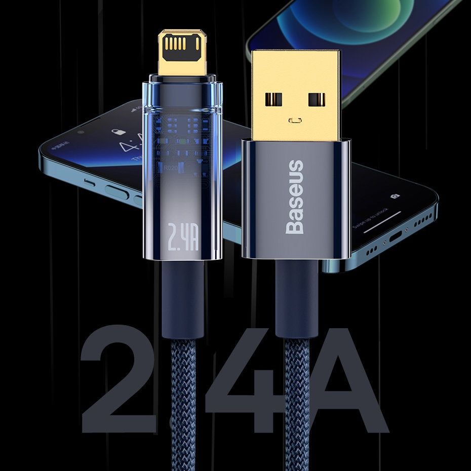 Explorer Auto-Off Data Cable (CATS000501) - USB to Lightning, 2.4A, 2m - BLACK 